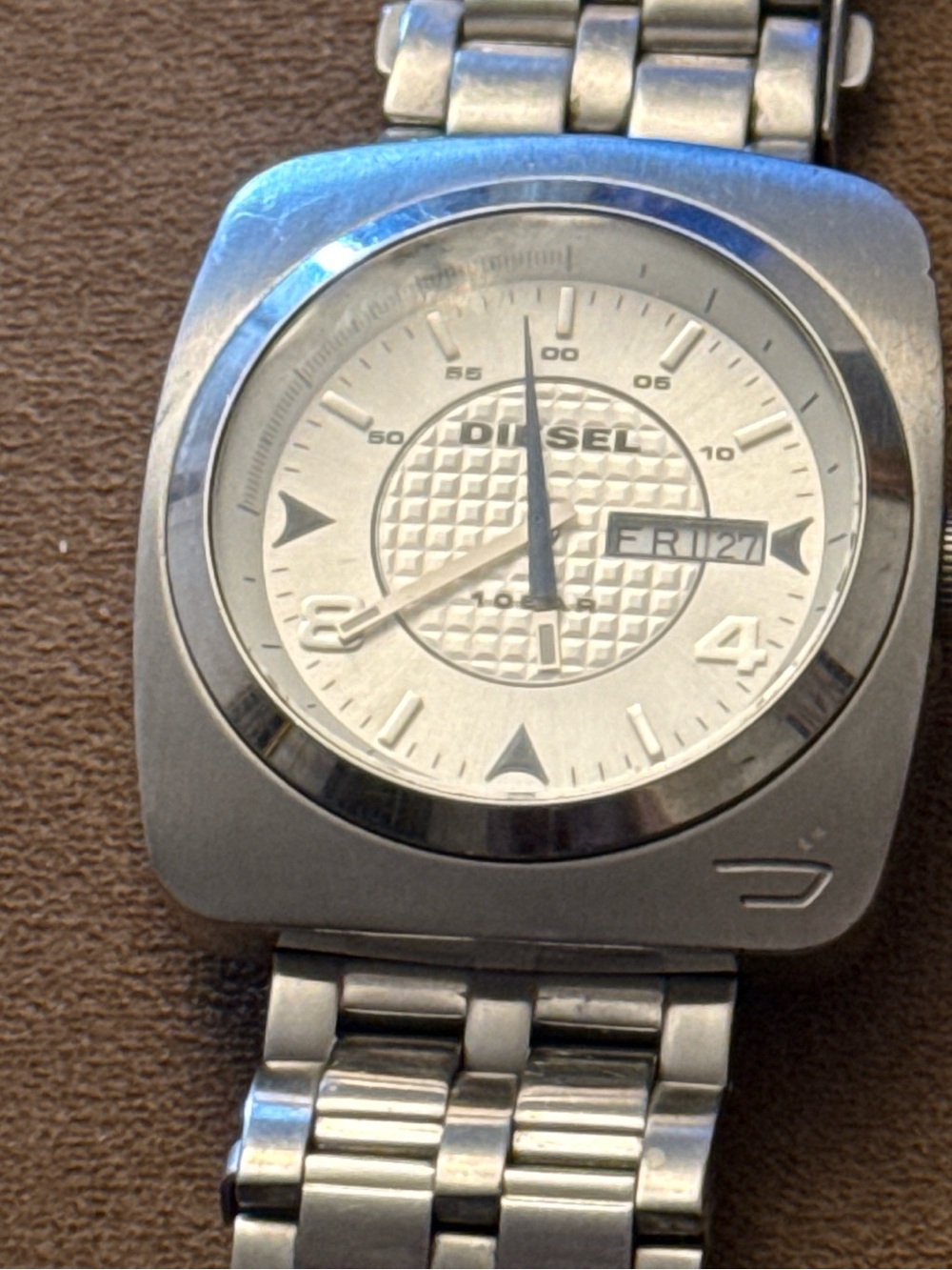 Diesel Silver-Tone Men's Stainless Steel Watch with Textured Dial